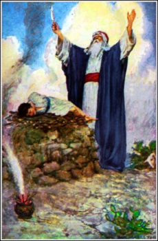 Abraham prepares Issac for sacrifice